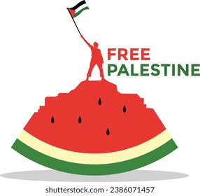 Watermelon For Symbol Support Palestine With Patriot And Flag