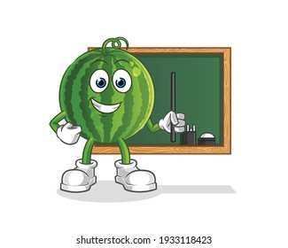 watermelon teacher vector. cartoon character