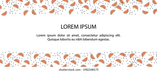 Watermelon and text. Childish. Vector illustration in flat style. Ideal for cards, invitations, party, preschool and children. Suitable for printing on flyer, news-sheet  and banner.
