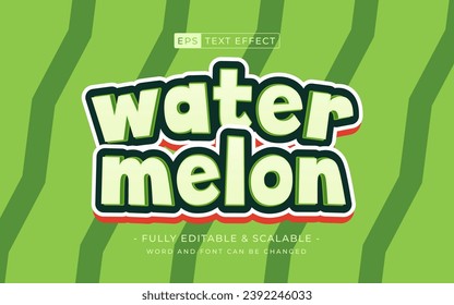 watermelon text effect 100% editable vector - summer season