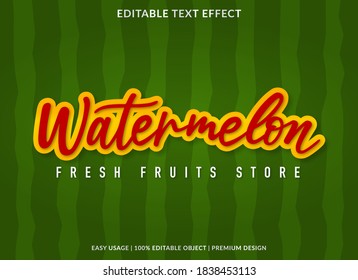 watermelon text effect template with 3d bold style use for logo and business brand