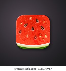 Watermelon texture icon stylized like mobile app. Vector illustration.