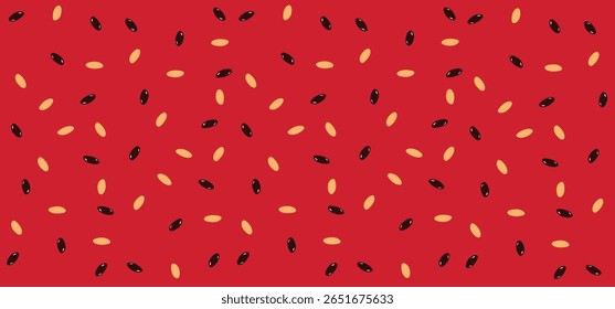 Watermelon texture vector background. Abstract watermelon seeds pattern horizontal banner background.
