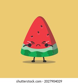 watermelon that has some funny expressions, this character has a very cute and fun behavior right