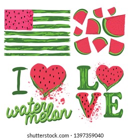 Watermelon theme illustration recommended for t-shirt summer prints