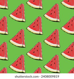 diseño vectorial de ilustración de mosaico de sandía en fondo verde