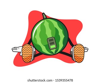 Watermelon tired cartoon. Mascot Character vector.