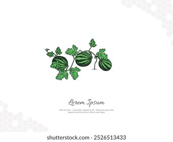 Watermelon tree vector art flat for wall decoration. realistic tree illustration. Hand drawn nature collection. For research, room decoration, events, etc 