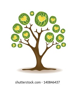 Watermelon tree. vector illustration.