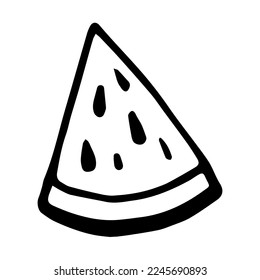 Wassermelon-Dreieck, doodle-artige Vektorgrafik einzeln auf weißem Hintergrund