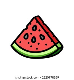 watermelon triangular slice color icon vector. watermelon triangular slice sign. isolated symbol illustration
