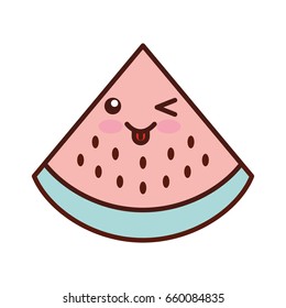 watermelon tropical and exotic fruit kawaii character