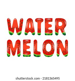 watermelon typographic illustration poster design. Word watermelon design decorated with watermelon fruits with bright colors, vector illustration.