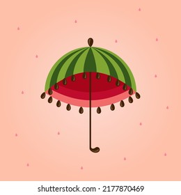 Watermelon umbrella in the rain