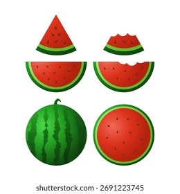 Sandía con varios cortes de Vector. Perfecto para el verano, la frescura y la fruta saludable. Dulce sandía.