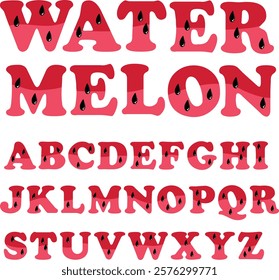 Watermelon vector alphabet. Illustration with summer english letters 