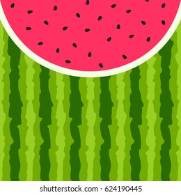 Watermelon vector background with seed and skin texture