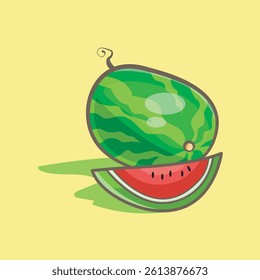 A Watermelon Vector can be used for Books and Stickers