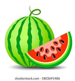 Wassermelone, Vektorgrafik auf weißem Hintergrund