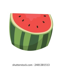 Watermelon vector clip art image, red water melon fruit illustration, cute cartoon watermelon icon in flat design style