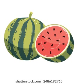 Watermelon vector clipart. Juicy and bright summer fruit.