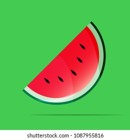 Watermelon vector color illustration. Slice watermelon vector flat illustration. Berry fruit logo.