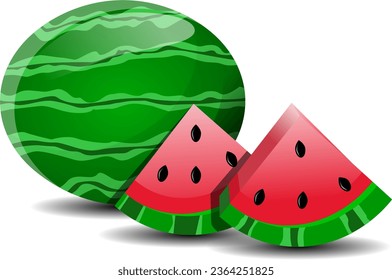 Diseño vectorial de la sandía, bella caricatura
