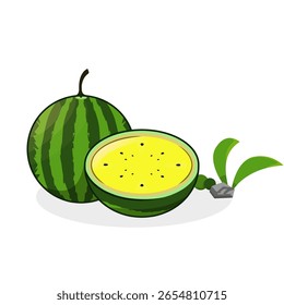 Diseño de Vector de sandía y rebanadas de sandía