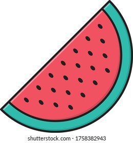 watermelon vector flat color icon 