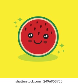 watermelon vector with funny expression