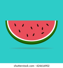 Watermelon vector half fruit slice.