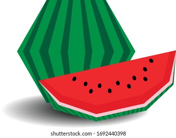 Watermelon vector. Watermelon  halved isolate on a white background. Can be fully resolved
