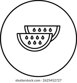Icono de Vector de sandía. Se puede utilizar para aplicaciones de impresión, móviles y de Web.
