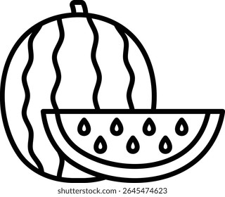 Icono de Vector de sandía. Se puede utilizar para aplicaciones de impresión, móviles y de Web.