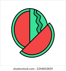 Icono vector de sandía para un libro infantil. ilustración vectorial sobre fondo blanco