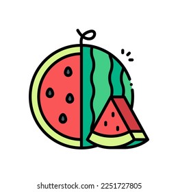 Watermelon vector icon Fill Color style.Can be use for wedding invitation, card design and background design