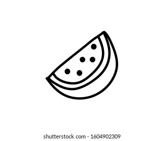 Watermelon vector icon. Fruit slice doodle illustration.