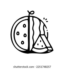 Watermelon vector icon hand drawn style.Can be use for wedding invitation, card design and background design