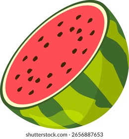  Ilustración de icono de Vector de sandía. Vector de comida de verano