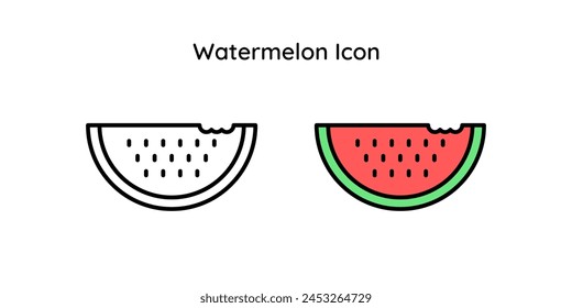 Watermelon vector icon line and line color style