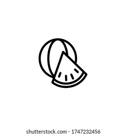 Wassermelone-Vektorsymbol in Linear-, Umrisssymbol isoliert auf weißem Hintergrund