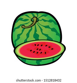 Watermelon, vector icon on a white background