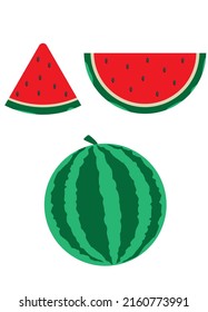 Watermelon vector icon on white background, flat, cartoon style. For web design and print.