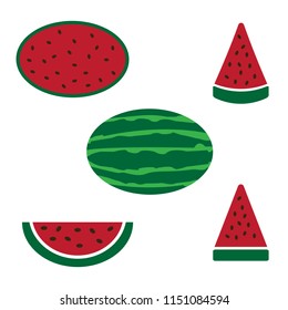 Watermelon vector icon set color