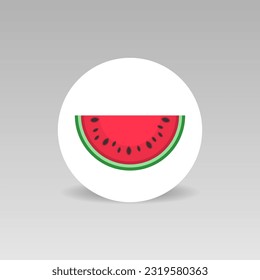 Icono vector de sandía en fondo redondo blanco