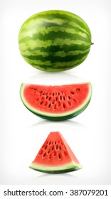 Watermelon vector icons set. Fresh and juicy fruit.