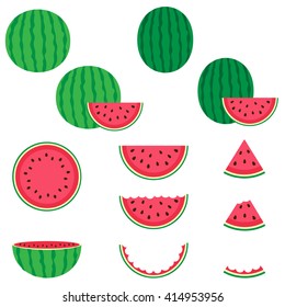 Watermelon vector icons set on white background