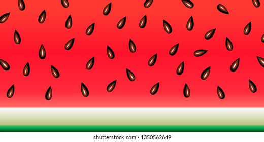 Watermelon. Vector watermelon  illustration background with green stripes and black seeds