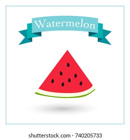Watermelon  vector illustration. Fruit vector icon  with ribbon