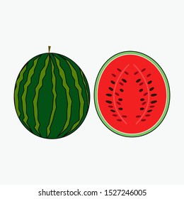 Watermelon vector illustration. Fruit slice on white background.